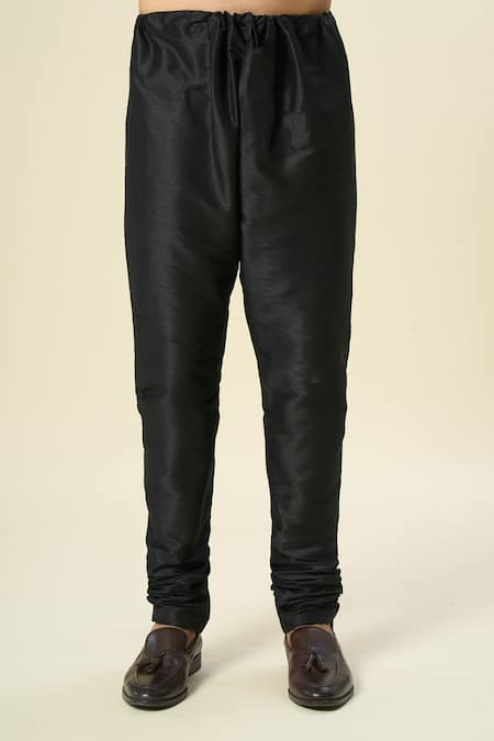 Shop_Arihant Rai Sinha_Gray Polyester, Chanderi Silk Embroidery Contrast Kurta Set 