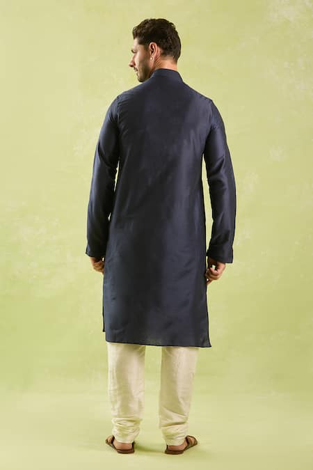 Shop Arihant Rai Sinha Blue Polyester, Silk Embroidery Paisley Floral Kurta Set at Aza Fashions Shop_Arihant Rai Sinha_Blue Polyester, Silk Embroidery Paisley Floral Kurta Set _at_Aza_Fashions