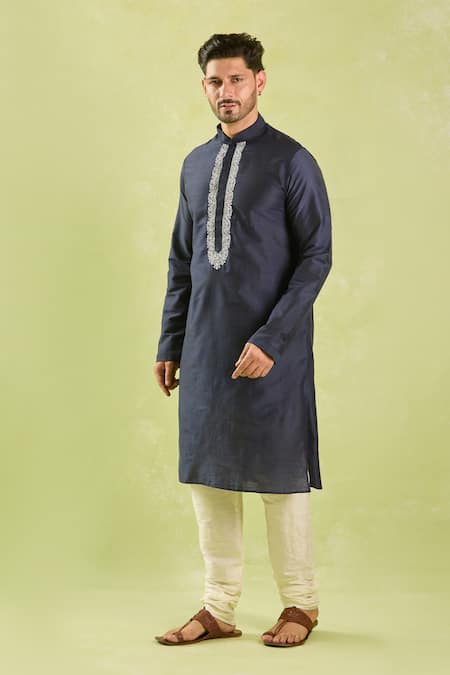 Buy Arihant Rai Sinha Blue Polyester, Silk Embroidery Paisley Floral Kurta Set Online at Aza Fashions Buy_Arihant Rai Sinha_Blue Polyester, Silk Embroidery Paisley Floral Kurta Set _Online_at_Aza_Fashions