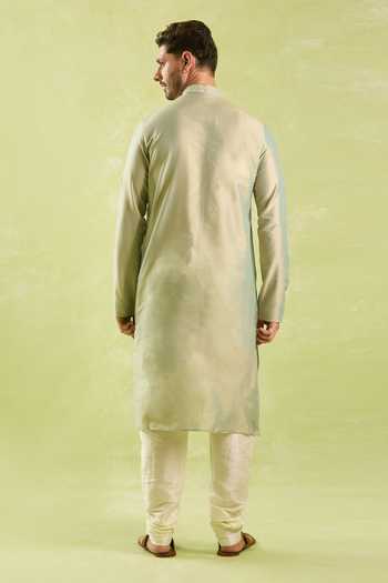 Shop Arihant Rai Sinha Green Polyester, Silk Embroidery Floral Jaal Kurta Set at Aza Fashions Shop_Arihant Rai Sinha_Green Polyester, Silk Embroidery Floral Jaal Kurta Set _at_Aza_Fashions
