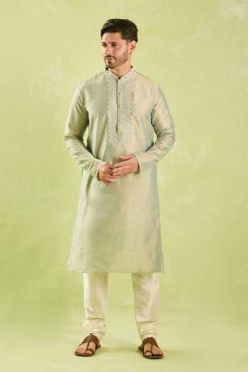 Buy Arihant Rai Sinha Green Polyester, Silk Embroidery Floral Jaal Kurta Set Online at Aza Fashions Buy_Arihant Rai Sinha_Green Polyester, Silk Embroidery Floral Jaal Kurta Set _Online_at_Aza_Fashions
