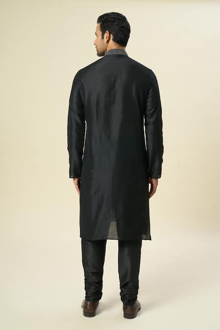 Arihant Rai Sinha Black Threadwork Kurta Set 
