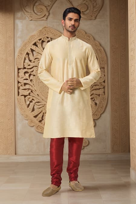 Arihant Rai Sinha Beige Threadwork Kurta Set With Churidar 