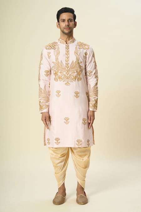 Buy_Arihant Rai Sinha_Pink Polyester, Silk Embroidery Thread Kurta Set _Online_at_Aza_Fashions