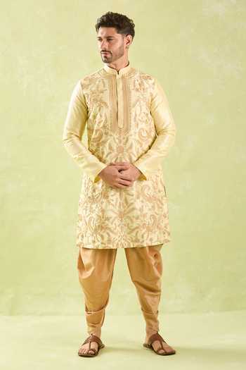 Arihant Rai Sinha Beige Silk Embroidery Aari Kurta And Patiala Pant Set Online at Aza Fashions Arihant Rai Sinha_Beige Silk Embroidery Aari Kurta And Patiala Pant Set _Online_at_Aza_Fashions