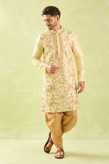Buy Arihant Rai Sinha Beige Silk Embroidery Aari Kurta And Patiala Pant Set Online at Aza Fashions Buy_Arihant Rai Sinha_Beige Silk Embroidery Aari Kurta And Patiala Pant Set _Online_at_Aza_Fashions