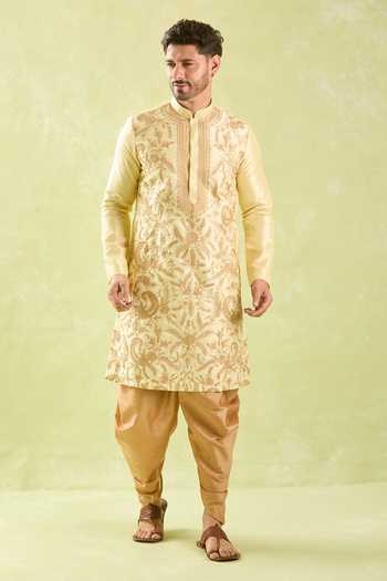Shop Arihant Rai Sinha Beige Silk Embroidery Aari Kurta And Patiala Pant Set Online at Aza Fashions Shop_Arihant Rai Sinha_Beige Silk Embroidery Aari Kurta And Patiala Pant Set _Online_at_Aza_Fashions