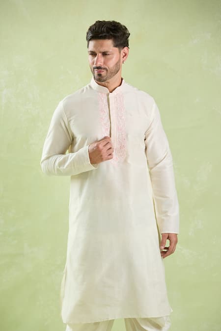 Buy_Arihant Rai Sinha_Off White Polyester, Silk Diamonds Dori Embroidered Kurta Set _Online_at_Aza_Fashions