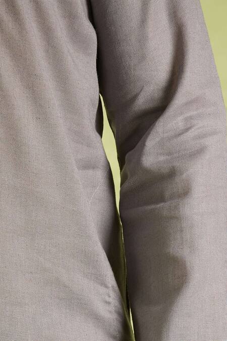 Arihant Rai Sinha Gray Linen, Cotton Embroidery Resham Placket Kurta Set at Aza Fashions Arihant Rai Sinha_Gray Linen, Cotton Embroidery Resham Placket Kurta Set _at_Aza_Fashions