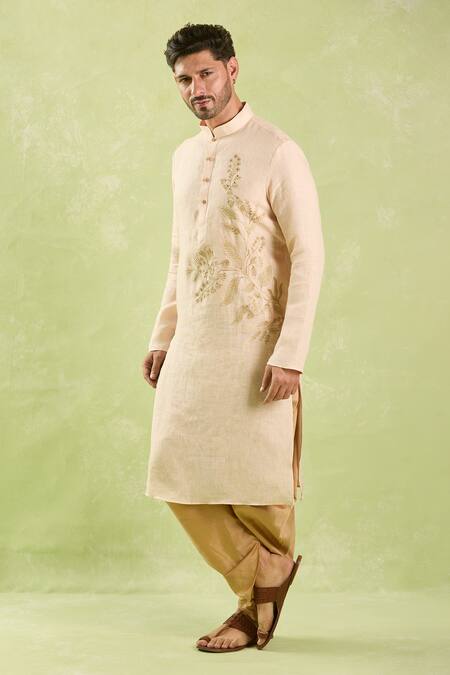 Buy Arihant Rai Sinha Beige Linen, Cotton Embroidery, Diamonds Floral Kurta Set With Patiala Pant Online at Aza Fashions Buy_Arihant Rai Sinha_Beige Linen, Cotton Embroidery, Diamonds Floral Kurta Set With Patiala Pant _Online_at_Aza_Fashions
