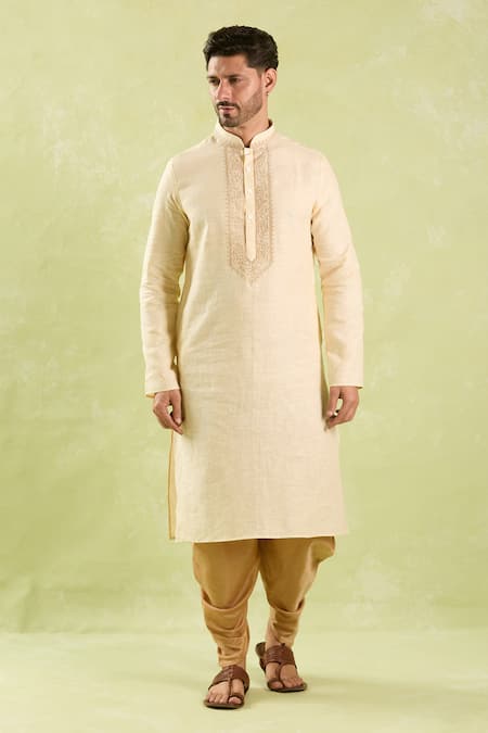 Buy Arihant Rai Sinha Beige Linen, Cotton Embroidery Kurta And Patiala Pant Set Online at Aza Fashions Buy_Arihant Rai Sinha_Beige Linen, Cotton Embroidery Kurta And Patiala Pant Set _Online_at_Aza_Fashions
