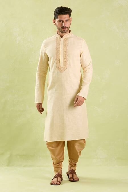 Arihant Rai Sinha Beige Linen, Cotton Embroidery Flower Kurta And Patiala Pant Online at Aza Fashions Arihant Rai Sinha_Beige Linen, Cotton Embroidery Flower Kurta And Patiala Pant _Online_at_Aza_Fashions