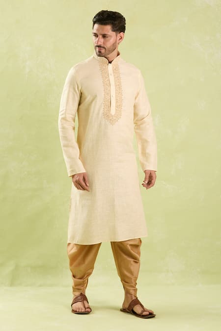Buy Arihant Rai Sinha Beige Linen, Cotton Embroidery Flower Kurta And Patiala Pant Online at Aza Fashions Buy_Arihant Rai Sinha_Beige Linen, Cotton Embroidery Flower Kurta And Patiala Pant _Online_at_Aza_Fashions