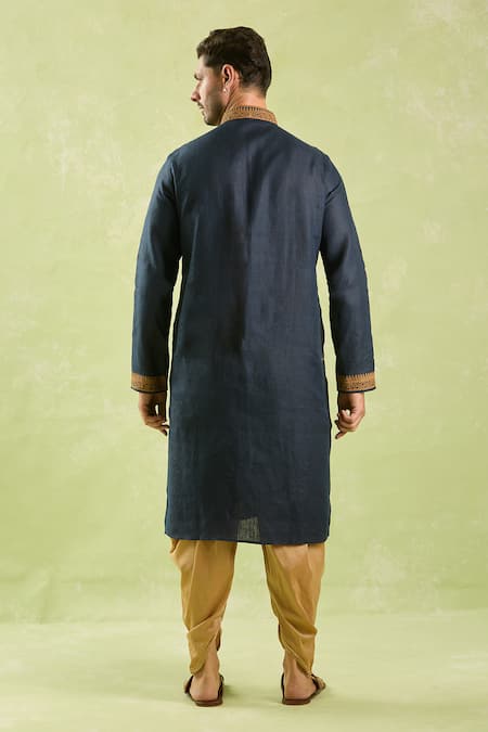 Arihant Rai Sinha Navy Blue Embroidered Kurta & Patiala Pant