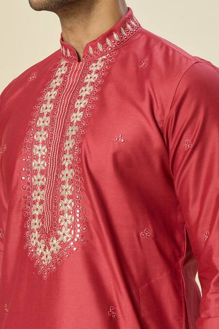 Arihant Rai Sinha_Pink Polyester Diamonds Dori Work Embroidered Kurta Set _Online_at_Aza_Fashions