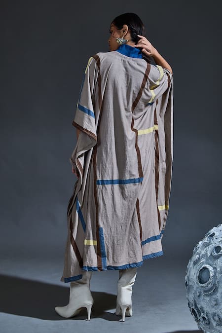 Banana Labs Hand Block Stripe Kaftan With Inner Dress 