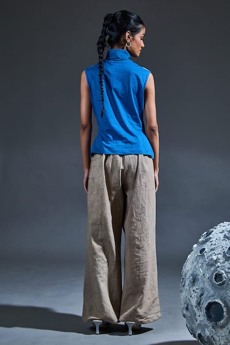 Banana Labs Grey Jaal Print Shirt & Flared Pant Set 