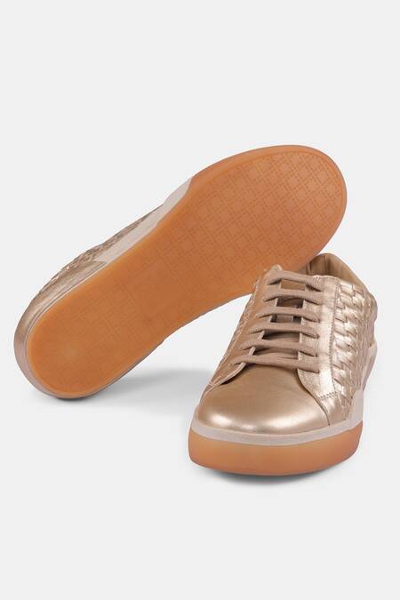 Buy_Heel Your Sole_Gold Light Woven Sneakers 