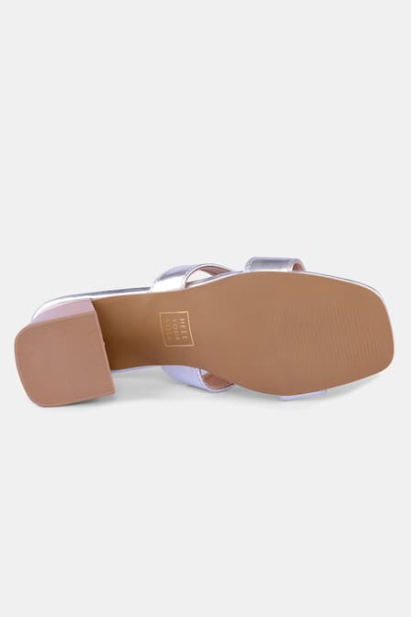 Shop_Heel Your Sole_Silver Cut Work Metallic Block Heels _Online_at_Aza_Fashions