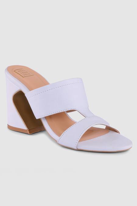 Heel Your Sole_Blue Embroidery Light Cutwork Strap Block Heels _Online_at_Aza_Fashions