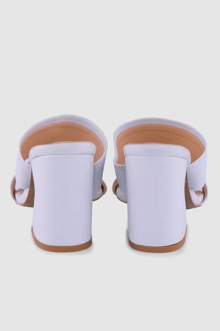 Heel Your Sole_Blue Embroidery Light Cutwork Strap Block Heels _at_Aza_Fashions