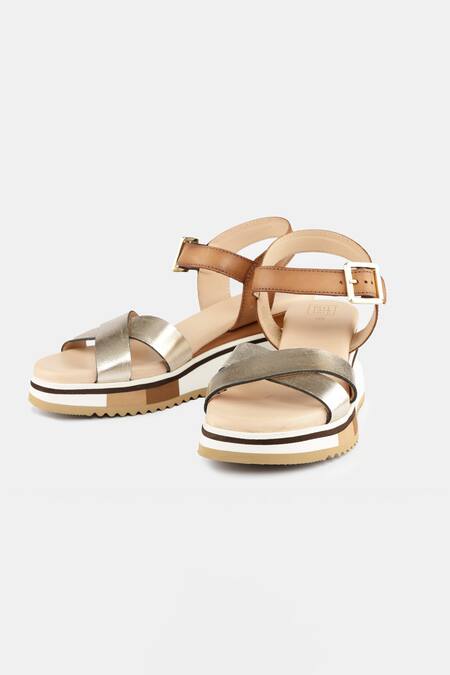 Heel Your Sole_Gold Gigi Cross Strap Wedges _Online_at_Aza_Fashions