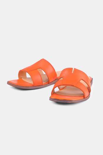 Heel Your Sole Orange Thread Dory Round Toe Sliders at Aza Fashions Heel Your Sole_Orange Thread Dory Round Toe Sliders _at_Aza_Fashions