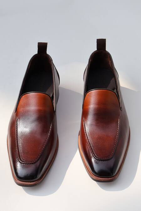 Shradha Hedau Footwear Couture_Brown Tapered Toe Moccasins _Online_at_Aza_Fashions