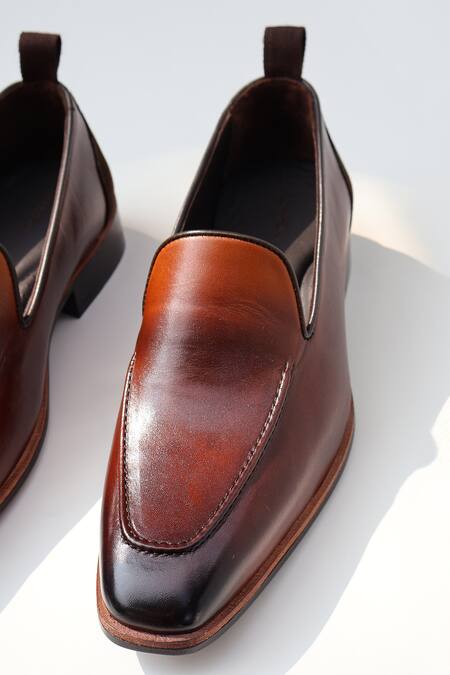 Buy_Shradha Hedau Footwear Couture_Brown Tapered Toe Moccasins _Online_at_Aza_Fashions