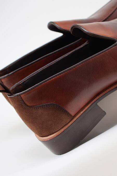 Shop_Shradha Hedau Footwear Couture_Brown Tapered Toe Moccasins _Online_at_Aza_Fashions