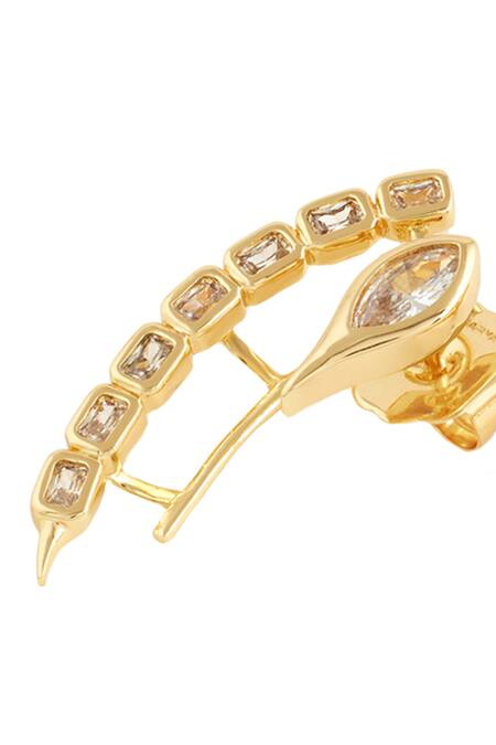 Isharya_Gold Plated Crystals, Stones Cubic Zirconia Stud Earrings_at_Aza_Fashions