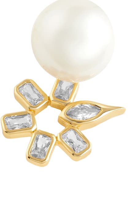 Shop_Isharya_Gold Plated Crystals, Cut Work, Stones Cubic Zirconia Embellished Studs _Online_at_Aza_Fashions