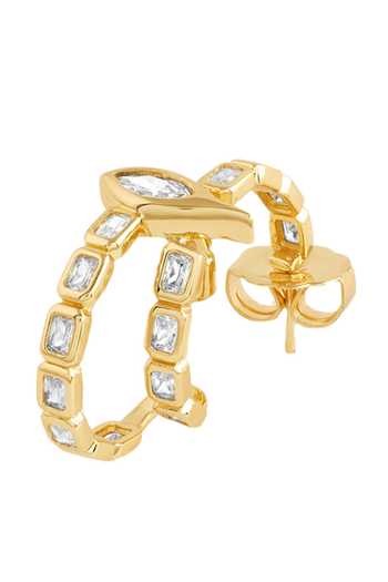Shop_Isharya_Gold Plated Crystals, Cut Work, Stones Embellished Eye Motif Hoops _Online_at_Aza_Fashions