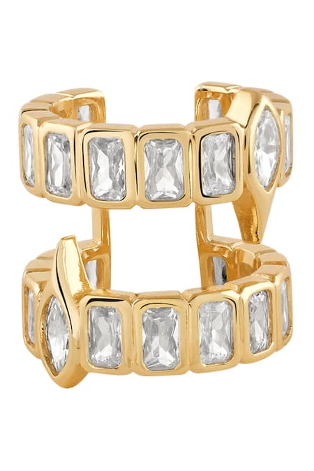Isharya Cubic Zirconia Embellished Gold Ring 