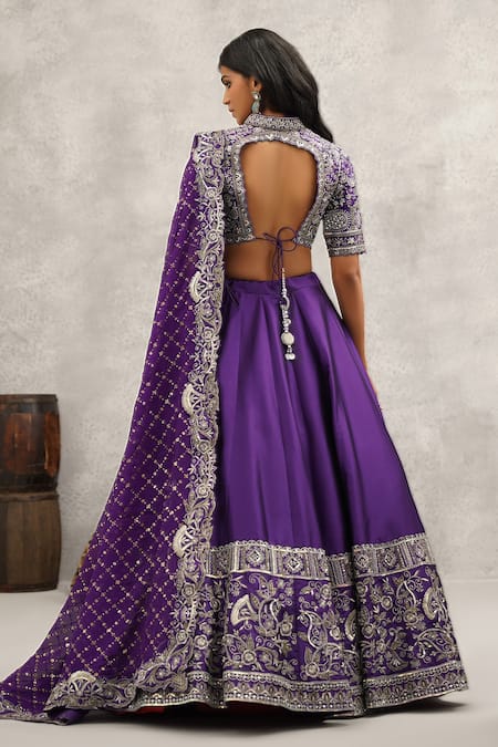 Kapda Dori Phool Embroidered Purple Lehenga Set 