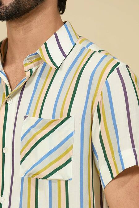 Ewoke_White Tencel Stripe Shirt _Online_at_Aza_Fashions