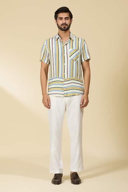 Buy_Ewoke_White Tencel Stripe Shirt 