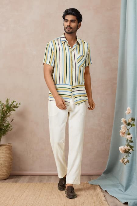 Shop_Ewoke_White Tencel Stripe Shirt 