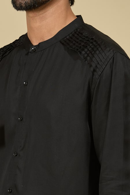 Buy_EWOKE_Black Tencel Solid Shirt _Online_at_Aza_Fashions