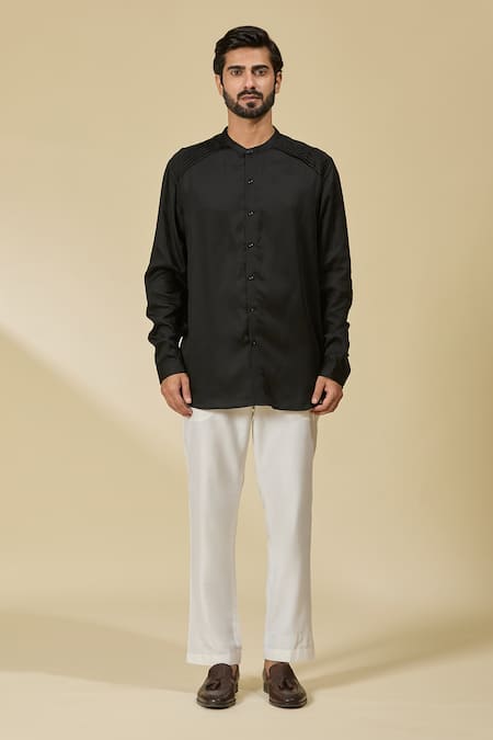 Buy_EWOKE_Black Tencel Solid Shirt 