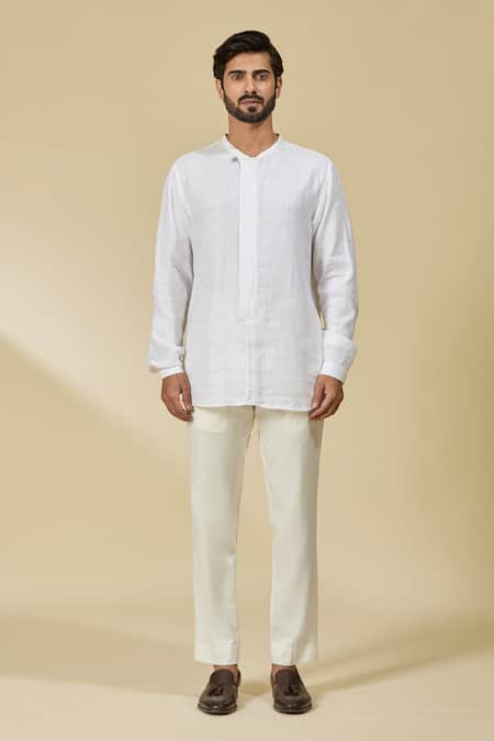 Buy Ewoke White Hemp Closed Neck Shirt Buy_Ewoke_White Hemp Closed Neck Shirt