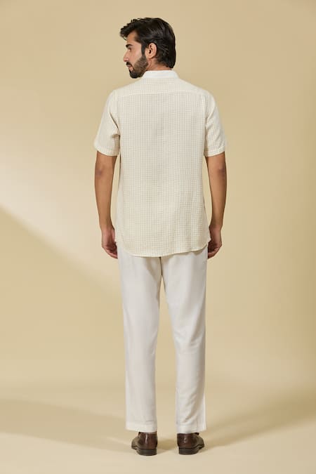 Ewoke Checkered Half Sleeve Tencel Shirt 