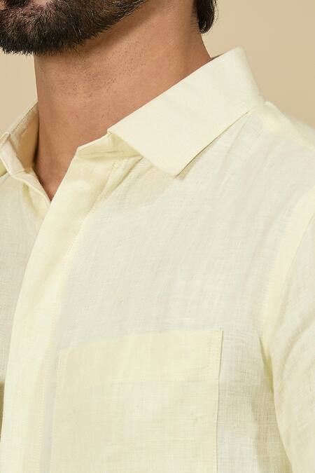 Shop_Ewoke_Off White Hemp Pintucked Shirt _Online_at_Aza_Fashions