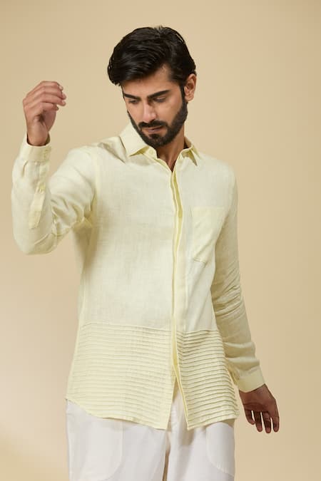 Buy_Ewoke_Off White Hemp Pintucked Shirt 