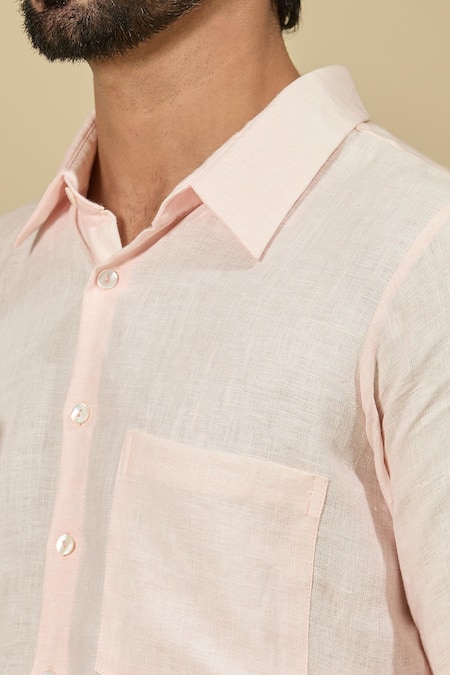 Buy Ewoke Pink Hemp Embroidery Floral Collared Shirt Online at Aza Fashions Buy_Ewoke_Pink Hemp Embroidery Floral Collared Shirt _Online_at_Aza_Fashions