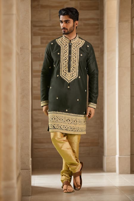 Arihant Rai Sinha Zari Embroidered Kurta With Churidar 