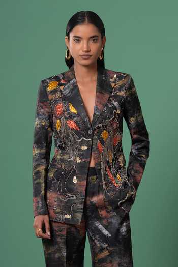 Advait_Multi Color Bamboo Embroidery Celeste Blazer _Online_at_Aza_Fashions