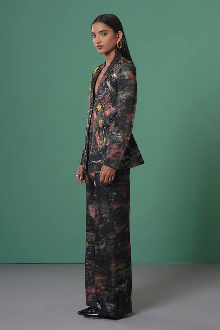 Advait_Multi Color Cotton Celeste Print Wide Legged Trouser _Online_at_Aza_Fashions