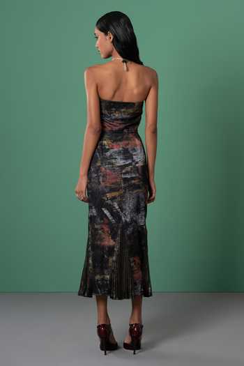 Advait Multi Color Galaxy Print Midi Dress 