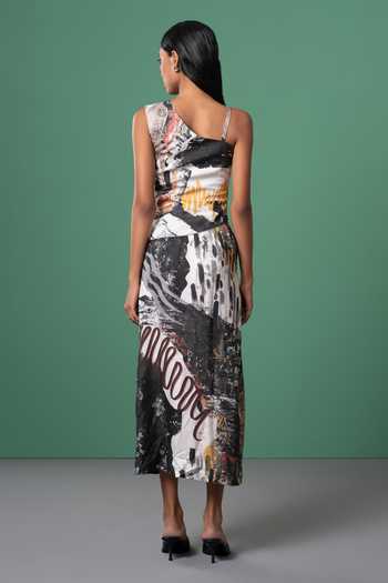 Advait Multi Color Abstract Print Midi Dress 